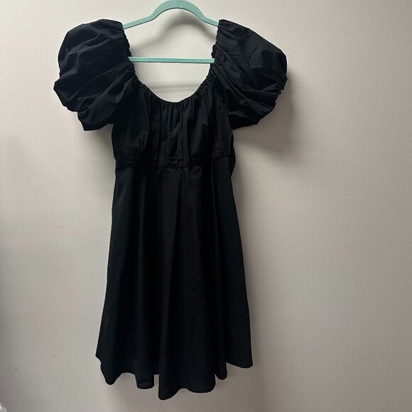 Abercrombie & Fitch Black Babydoll Mini Dress with Puff Sleeves - Picture 1 of 3